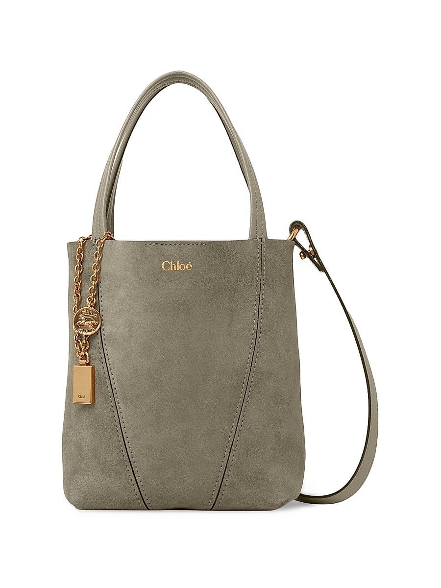 Women's Small Spin Suede Tote Bag - Motty Grey