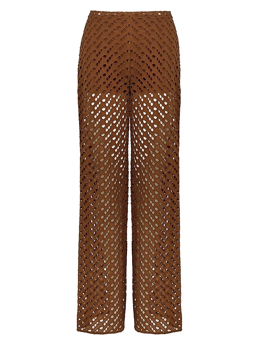 Women's Venice Cotton Wide-Leg Pants - Brown - Size Large