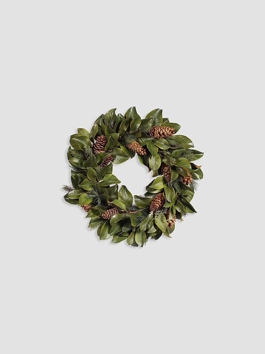 Holiday Imitation Magnolia Leaves & Pine Mix Weath
