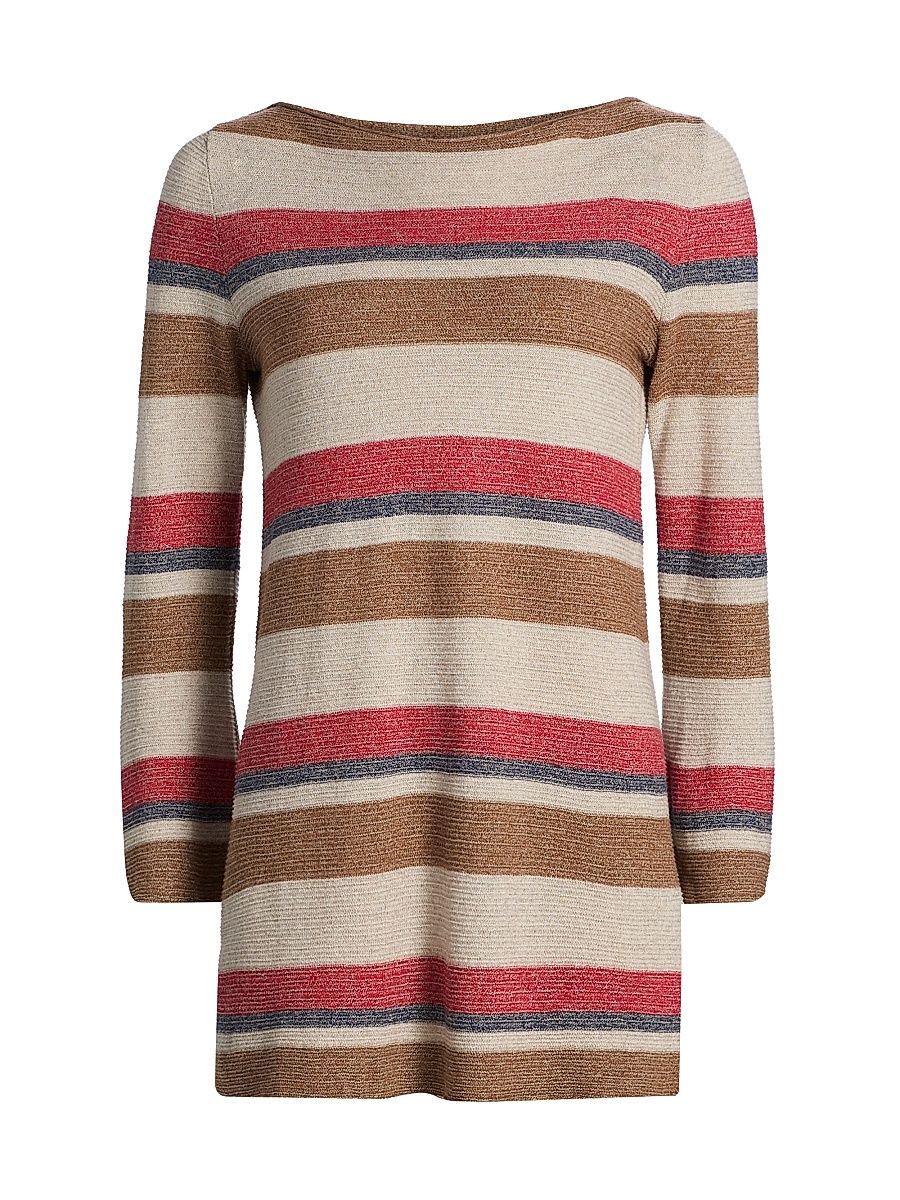 Women's Bayside Striped Linen-Silk Minidress - Cream Combo - Size Small