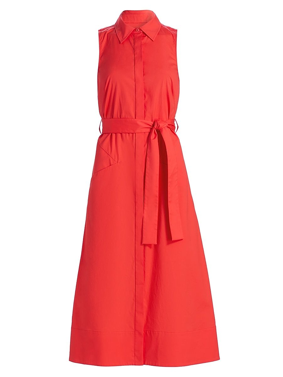 Women's Darcey Belted A-Line Midi-Dress - Crimson - Size XL
