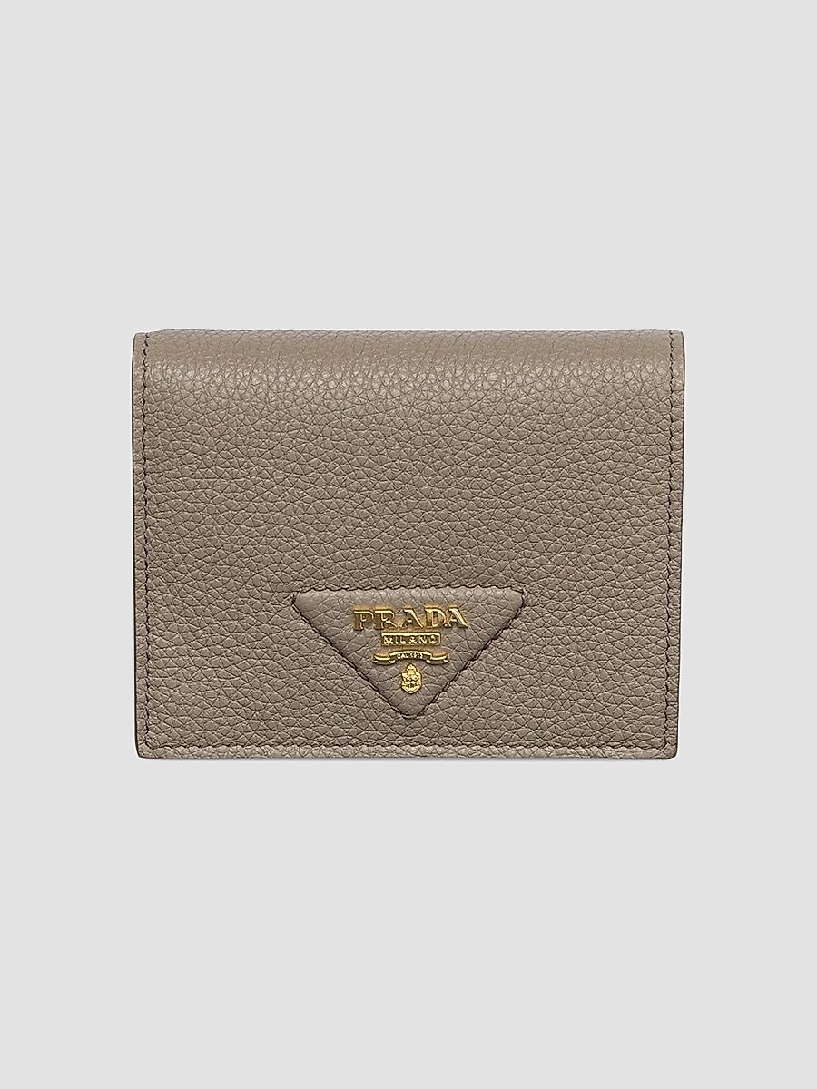 Prada Women's Small Leather Wallet - Grey Gold