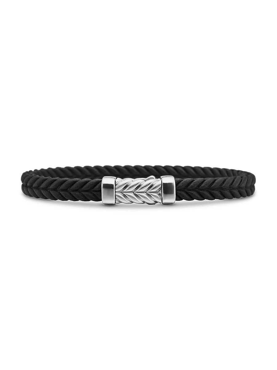 Men's Chevron Rubber Bracelet - Black - Size Medium