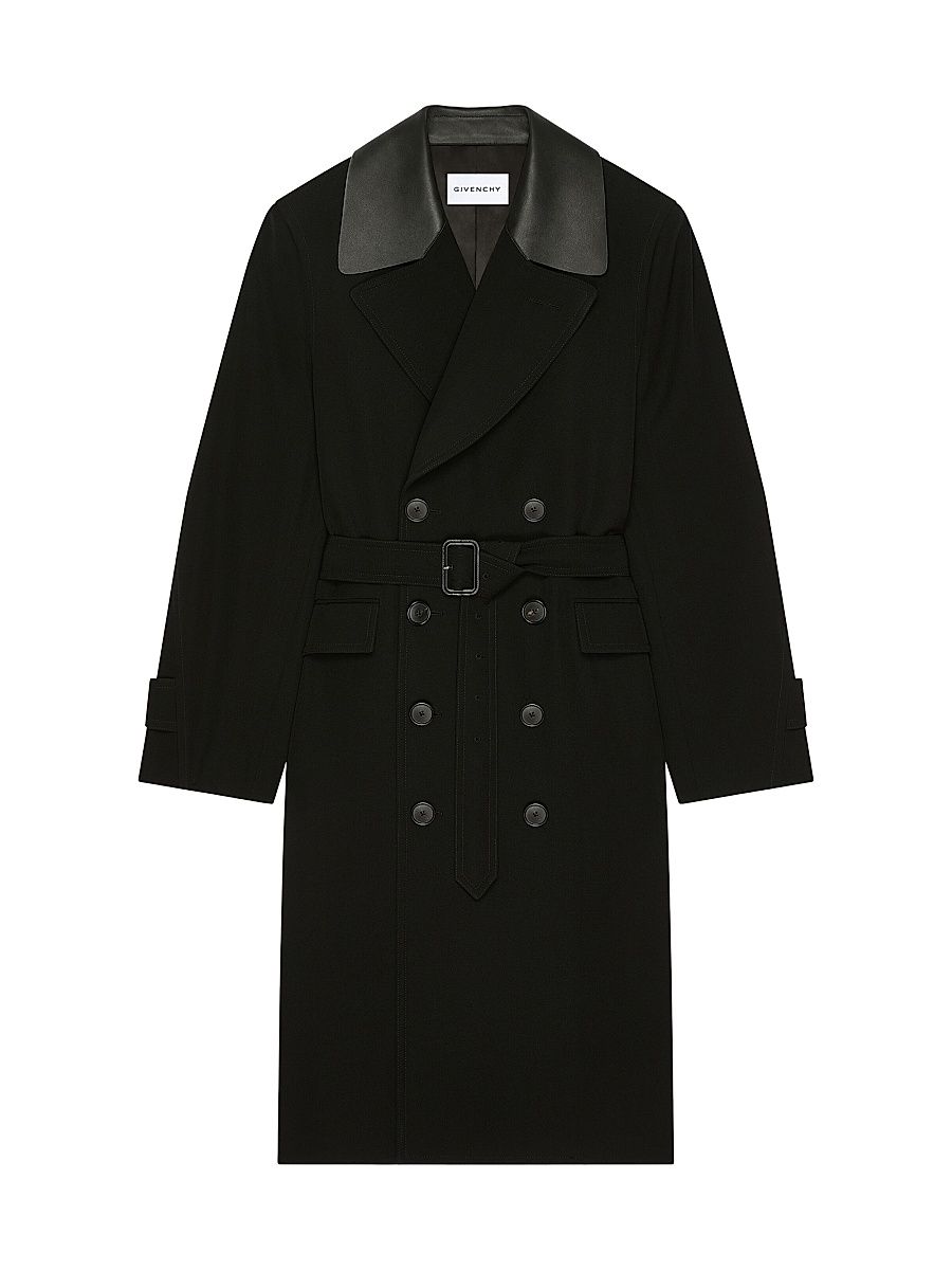 Givenchy Men's Couture Seam Trench Coat in Wool - Black - Size 46