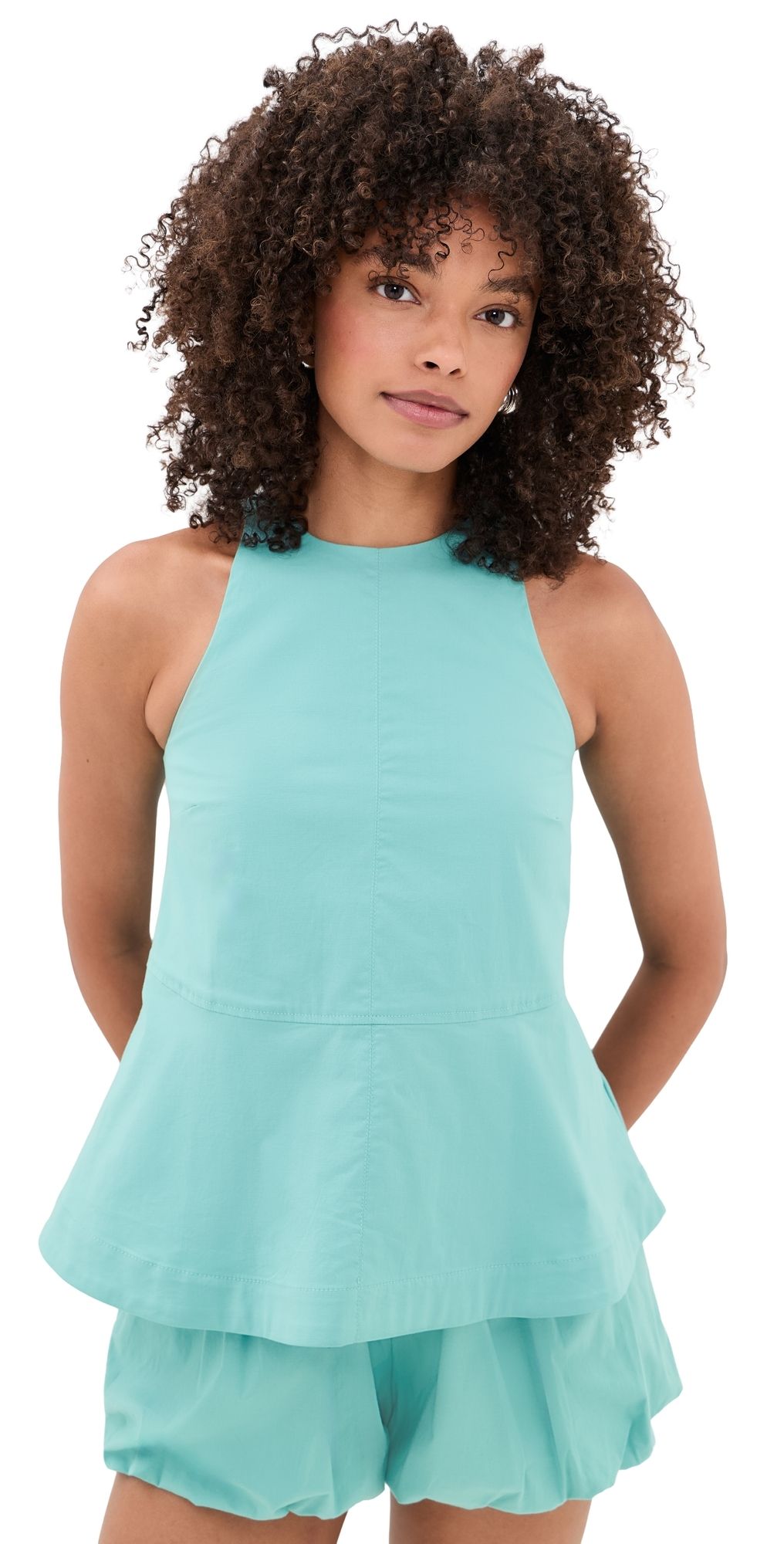 ALIGNE Carlos Poplin Pemplum Top Blue 12