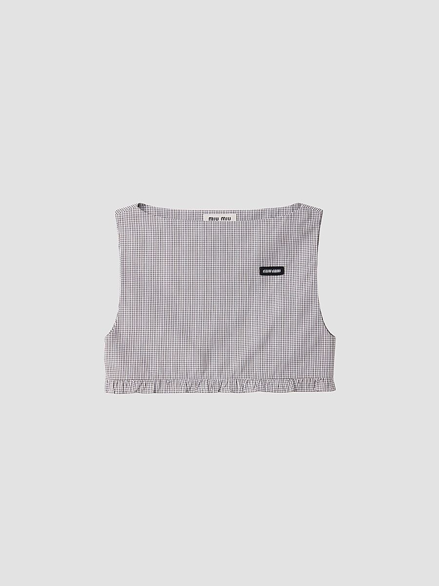 Women's Checked Poplin Crop Top - Size 6