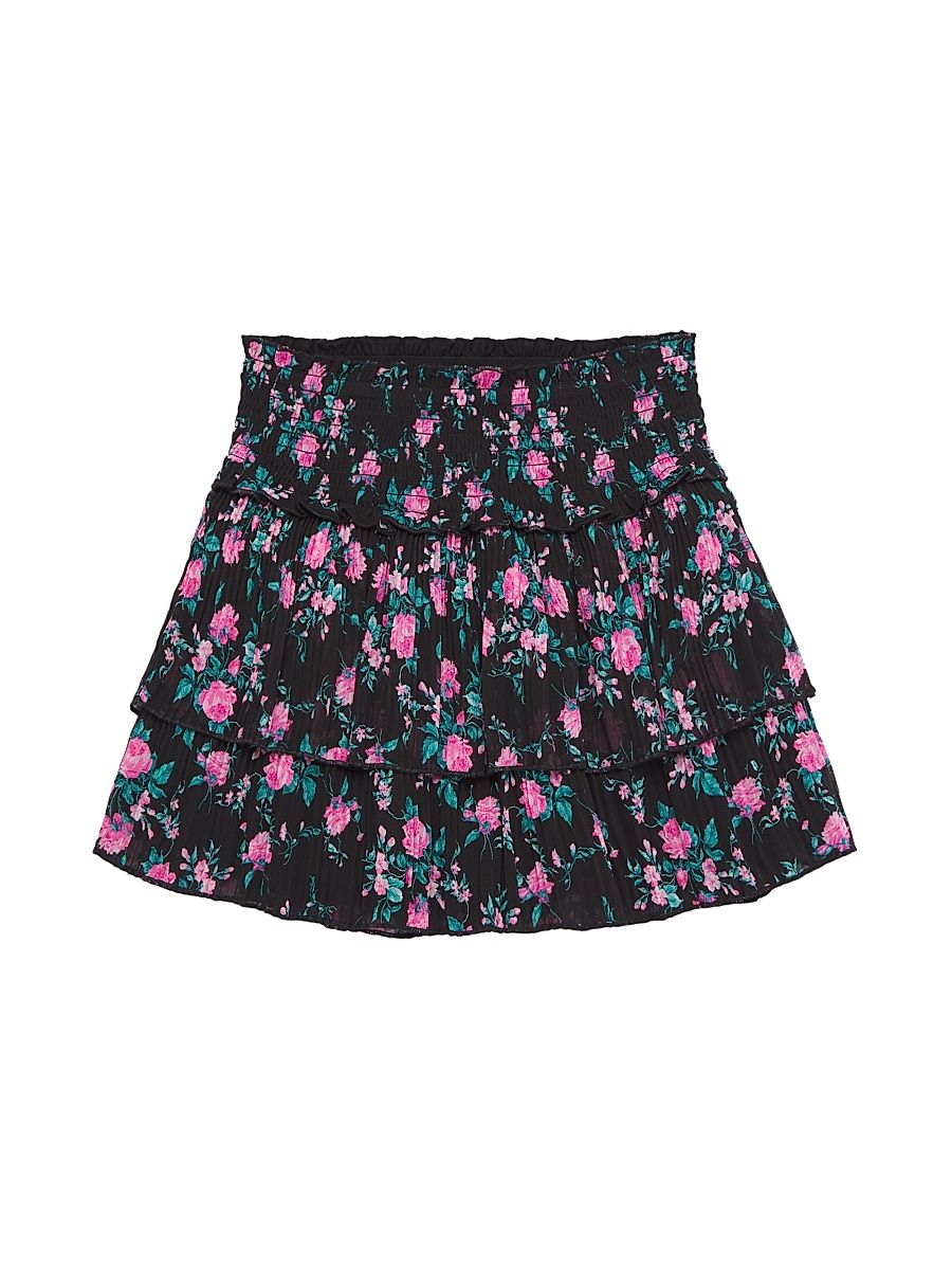 Girl's Chelsea Floral Miniskirt - Black Winter Floral Pink - Size 14