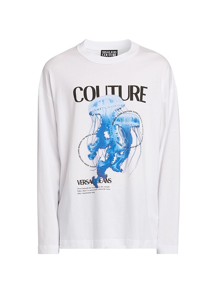 Men's Jellyfish Long-Sleeve T-Shirt - White - Size XXXL