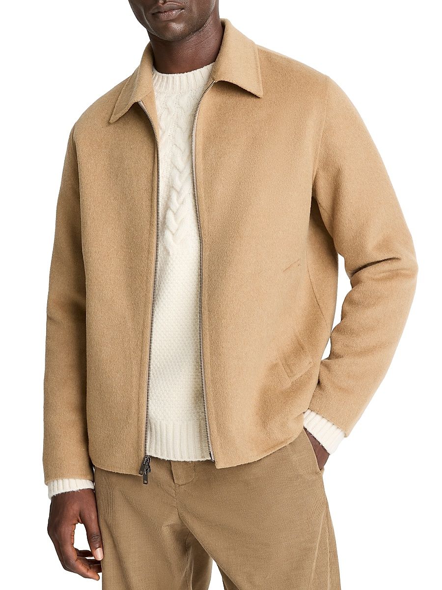 Men's Splittable Zip Wool-Blend Jacket - Camello - Size XXL