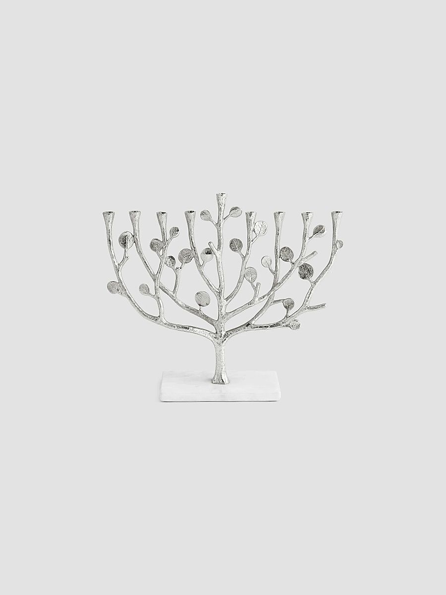 Botanical Leaf Menorah - Silver