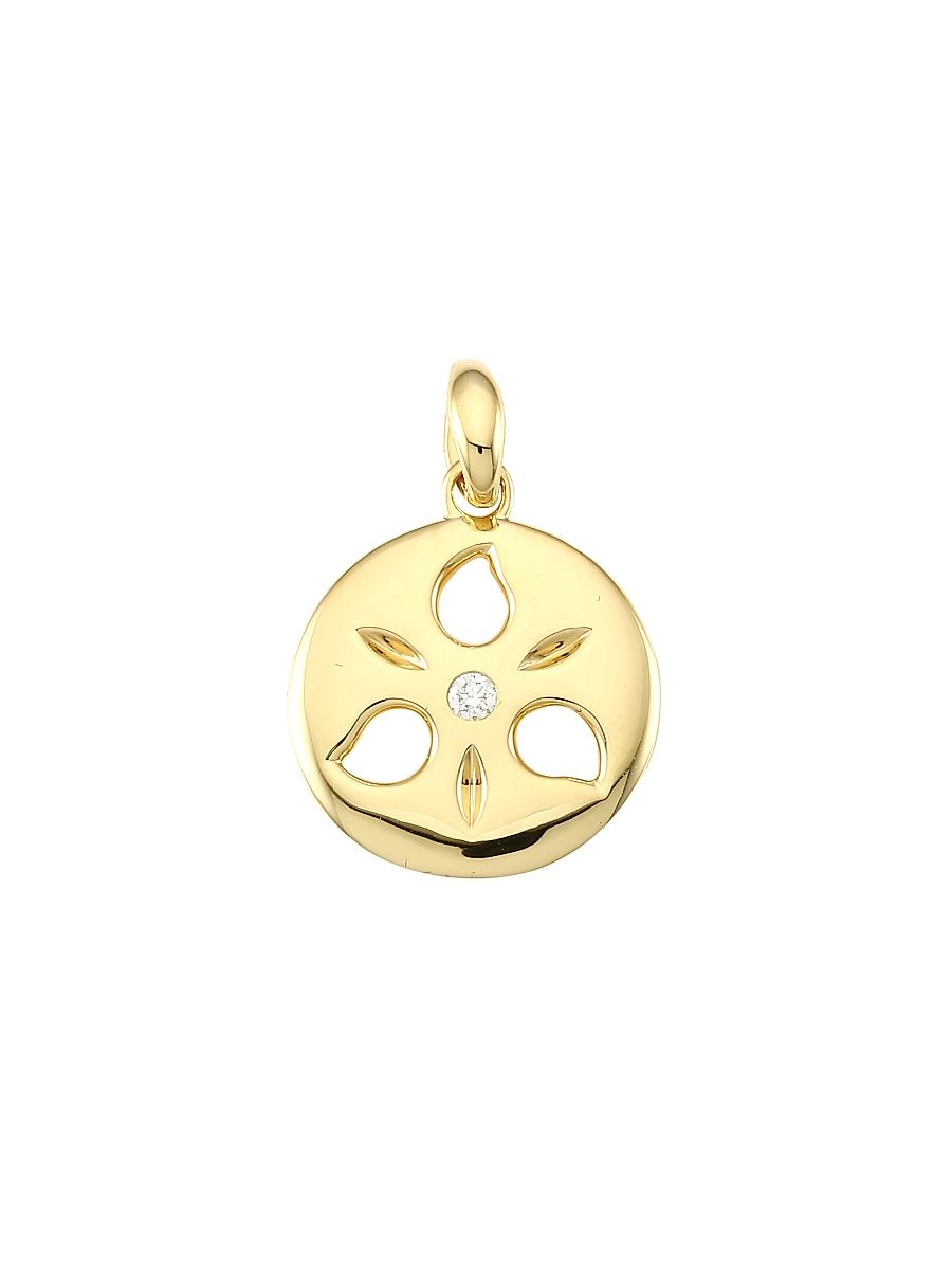 Women's 18K Yellow Gold & Diamond Small Sand Dollar Pendant - Yellow Gold