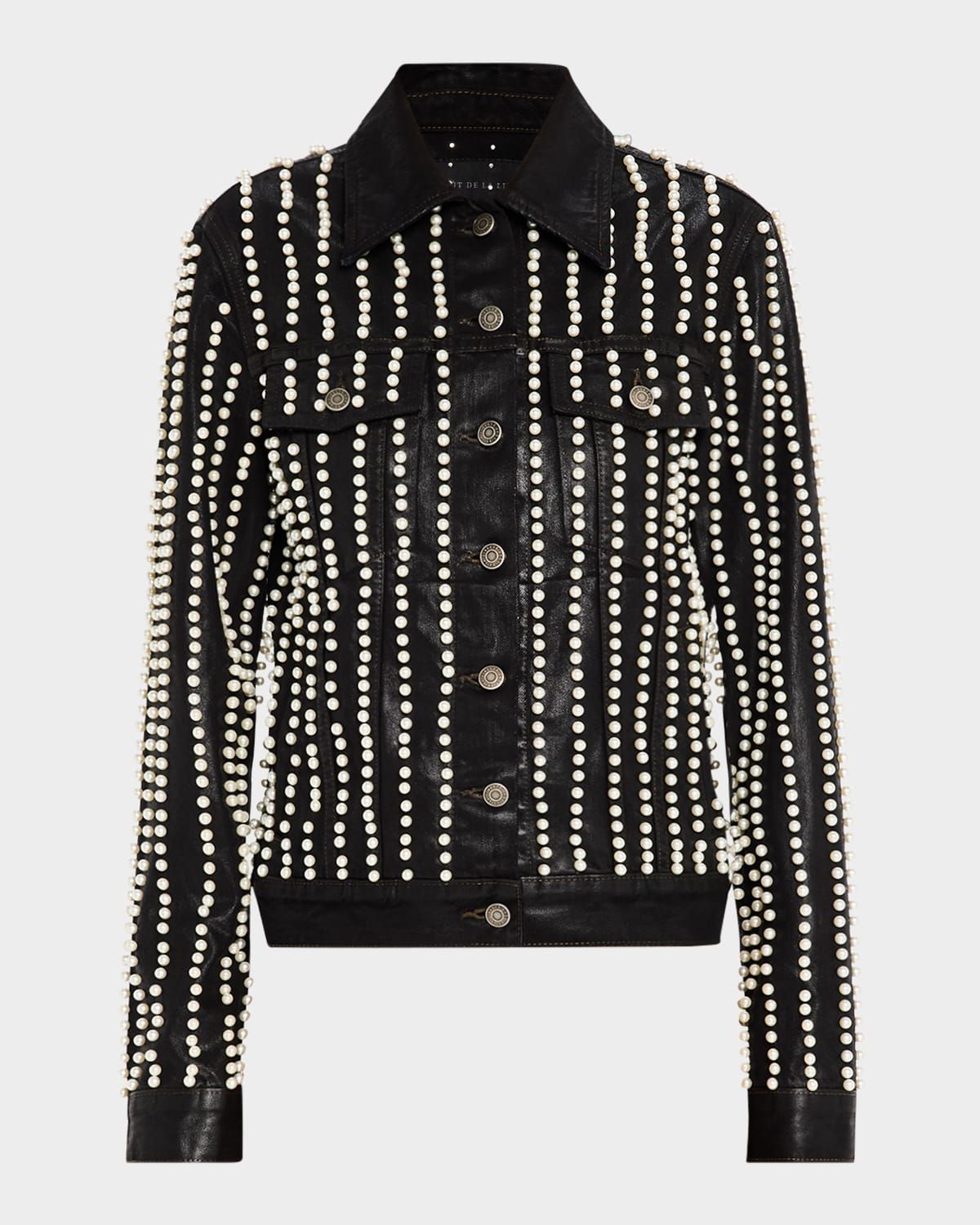 Johnny Embellished Coated Denim Trucker Jacket