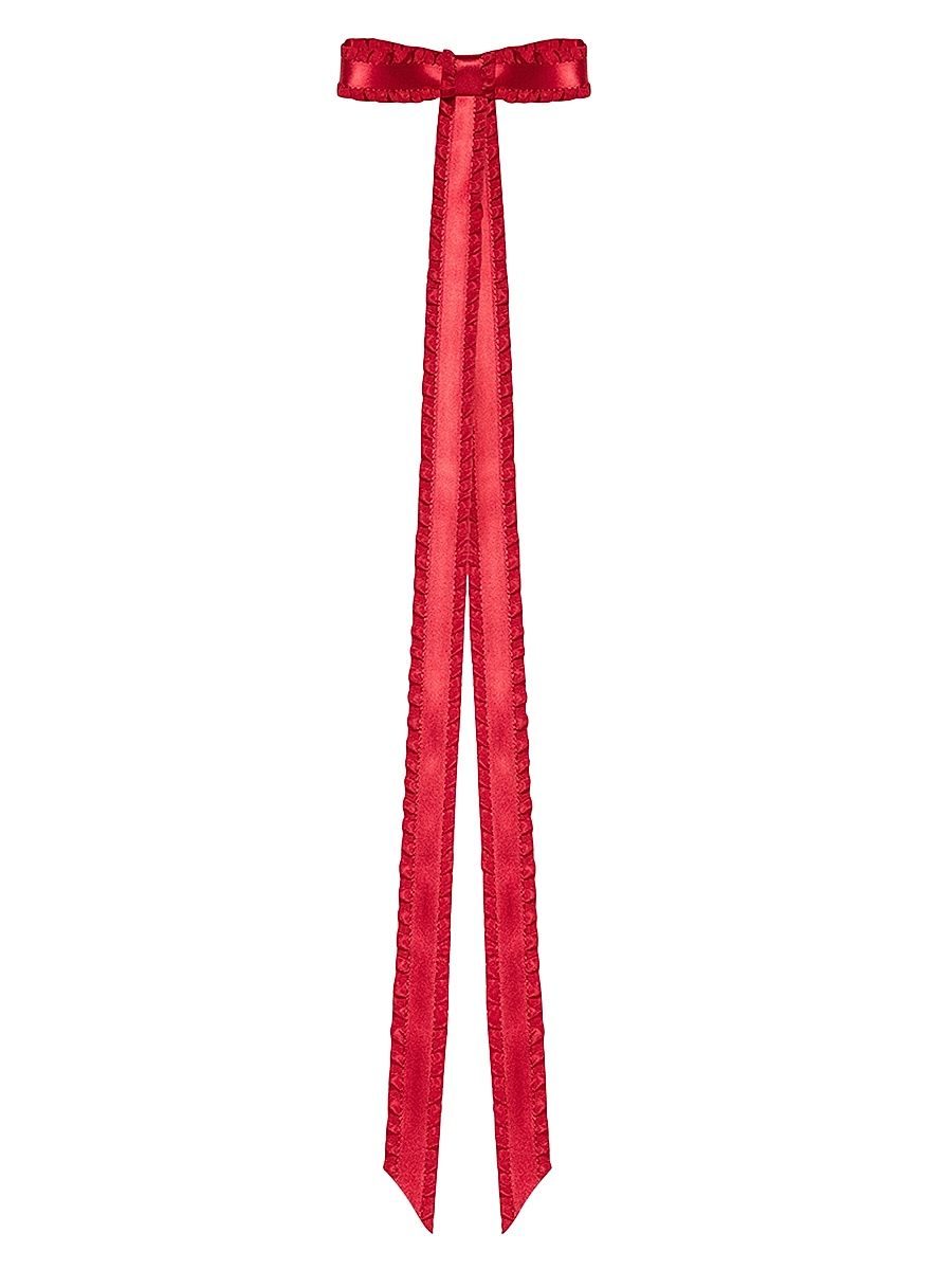 Women's Mabel Pleated Bow Silk Barrette - Red