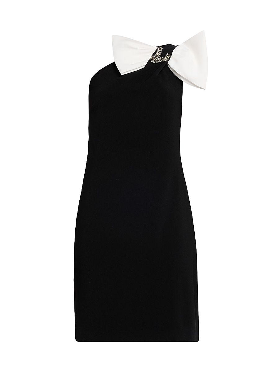 Women's Odette Sleeveless One-Shoulder Bow Dress - Black White - Size 0