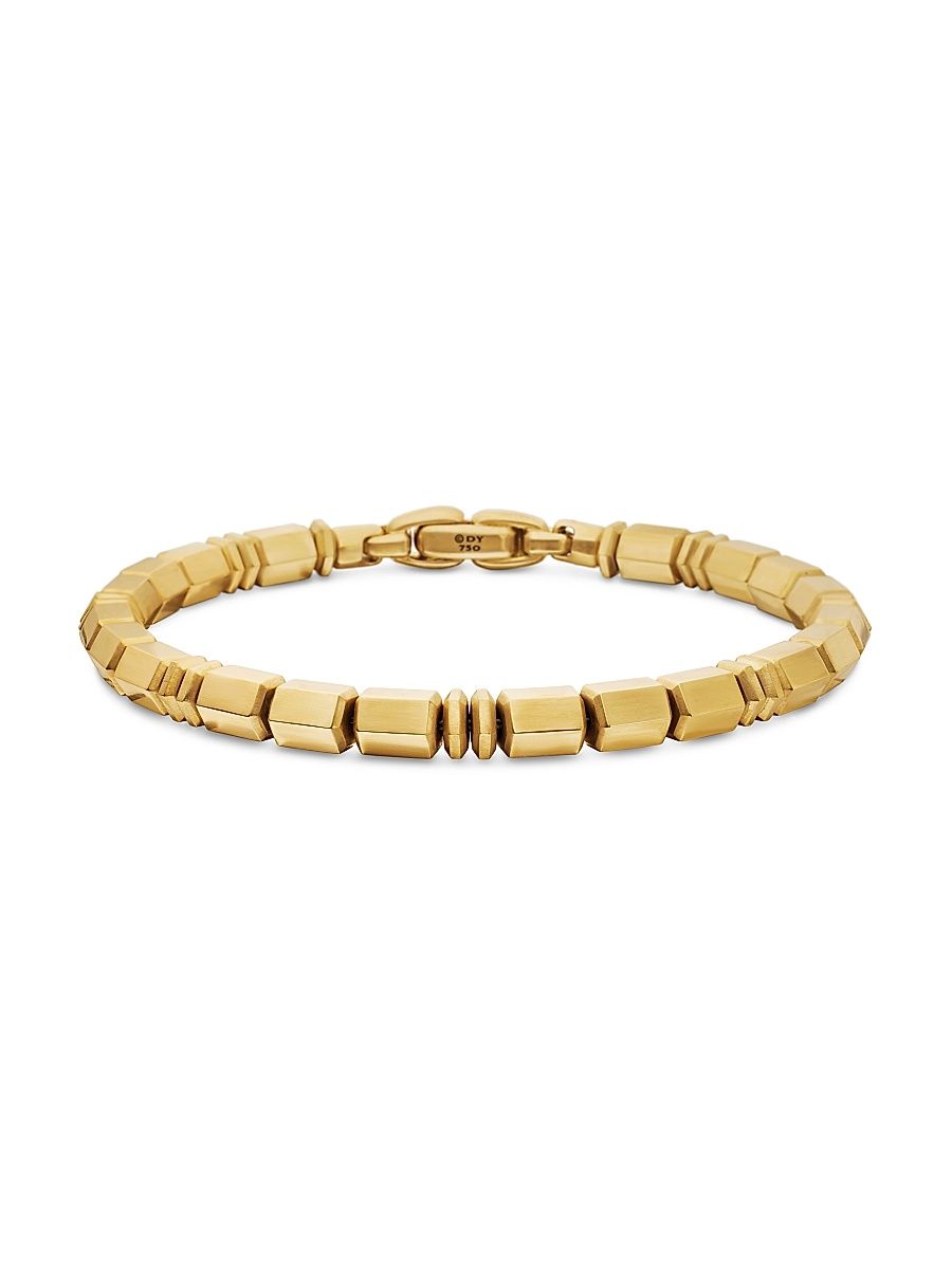 Men's Spiritual Beads Bracelet in 18K Yellow Gold, 6MM - Gold - Size Medium