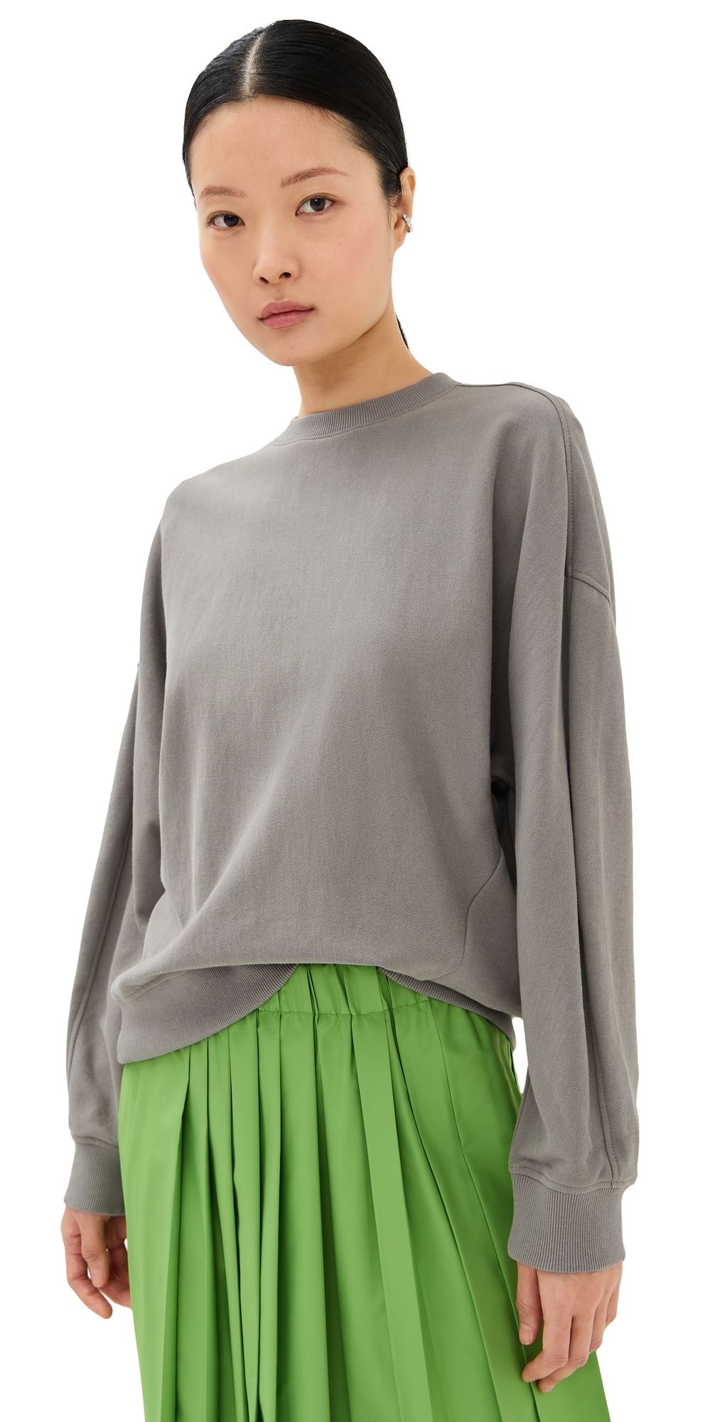 Tibi Lightweight Crew Neck Sweatshirt White XXS