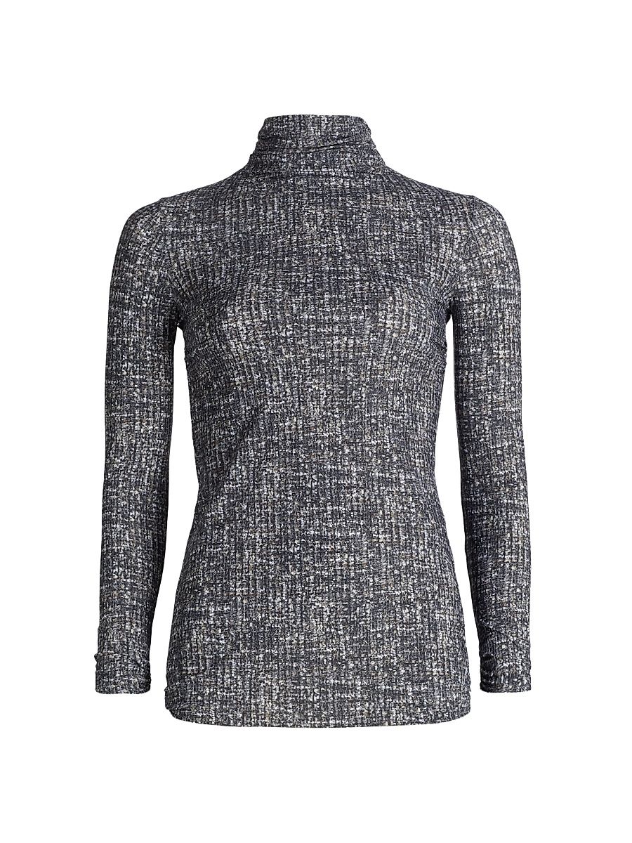 Women's Lupis Print Turtleneck Sweater - Gabrielle Grey - Size 8