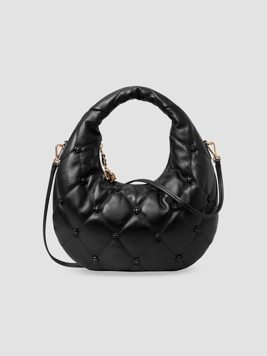 Tory Burch Women's Bunny Knot Quilted Leather Crescent Top Handle Bag - Black