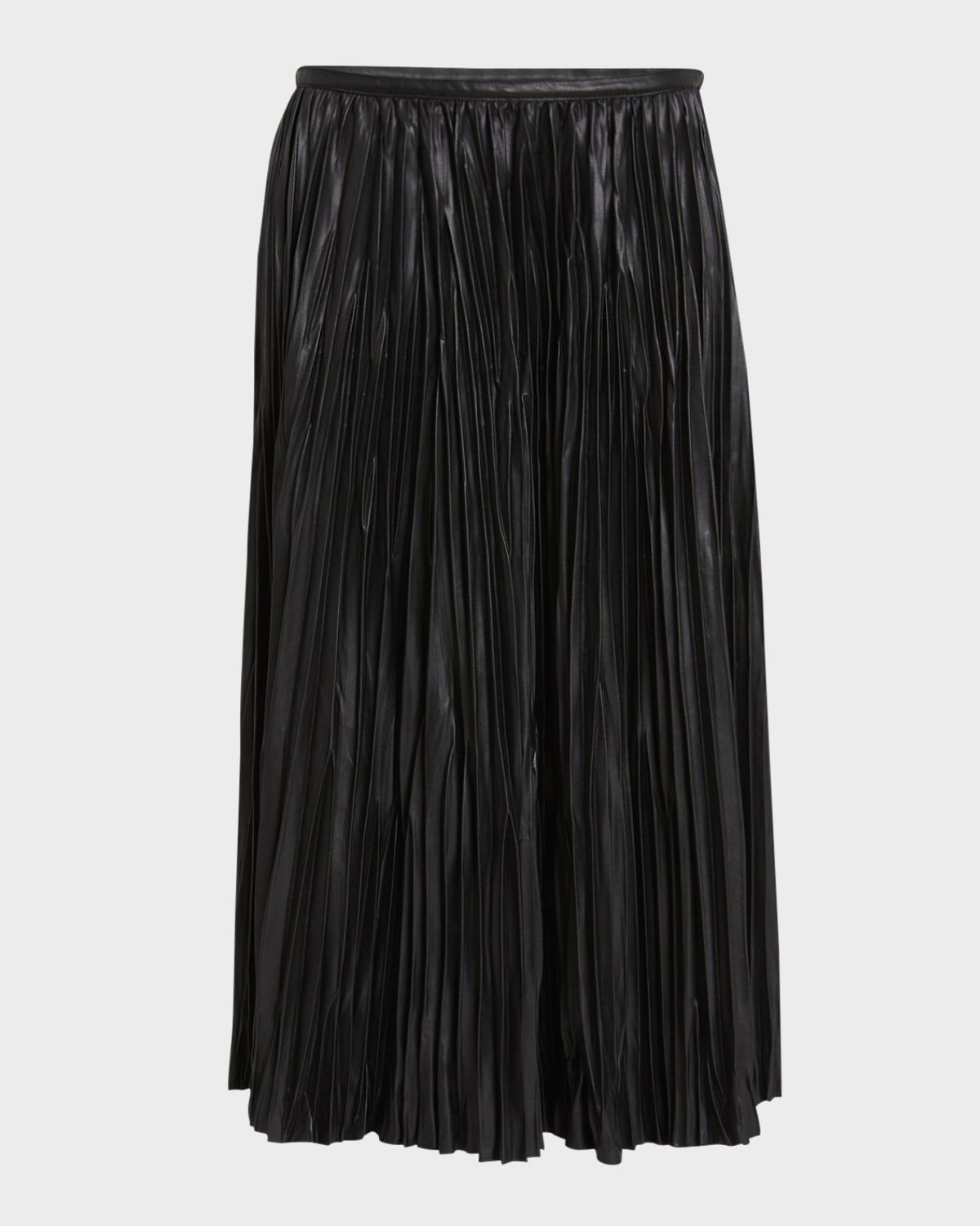 Rosalyn Pleated Faux-Leather Skirt