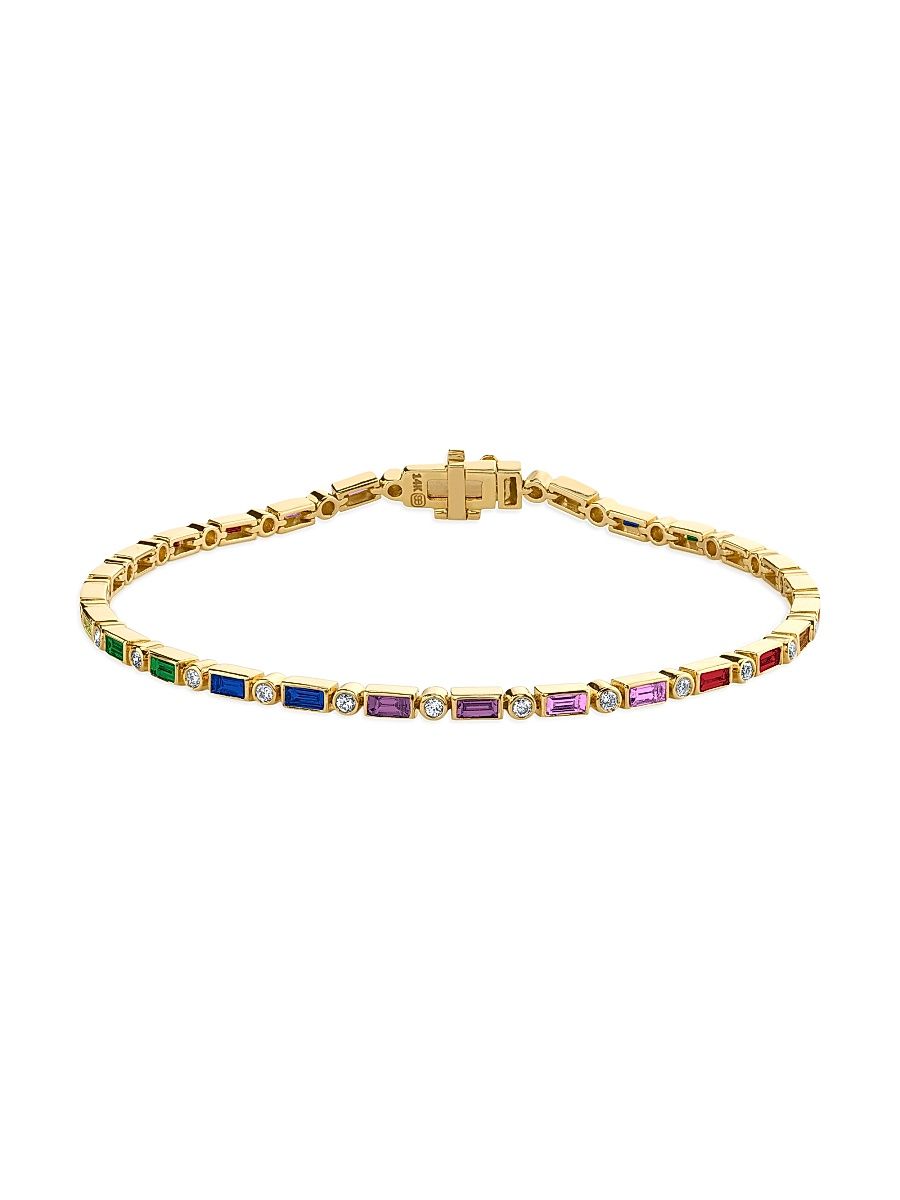 Women's 14K Yellow Gold & Multi-Stone Rainbow Bracelet - Rainbow