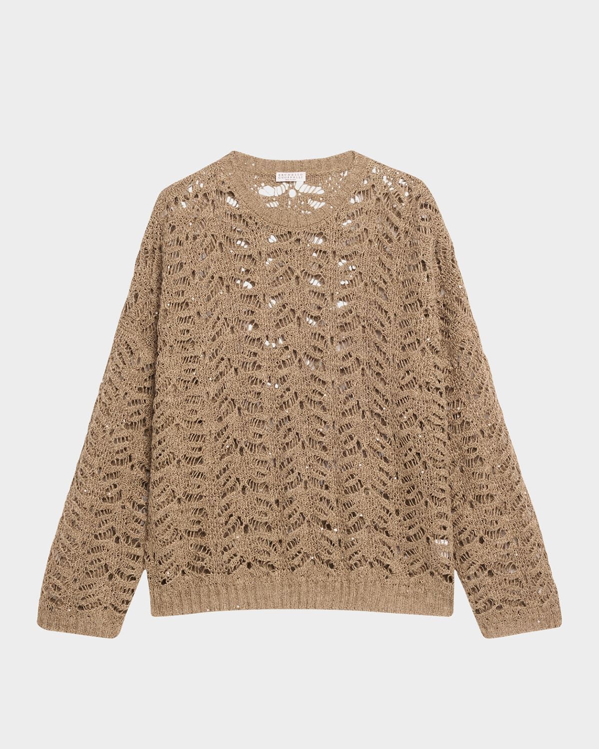Paillette Lace Knit Crewneck Sweater