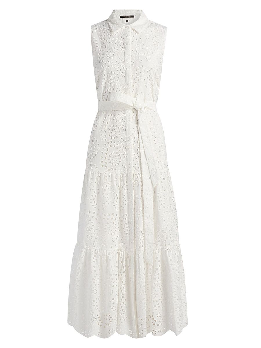 Women's Camila Embroidered Eyelet Midi-Dress - White - Size XXL