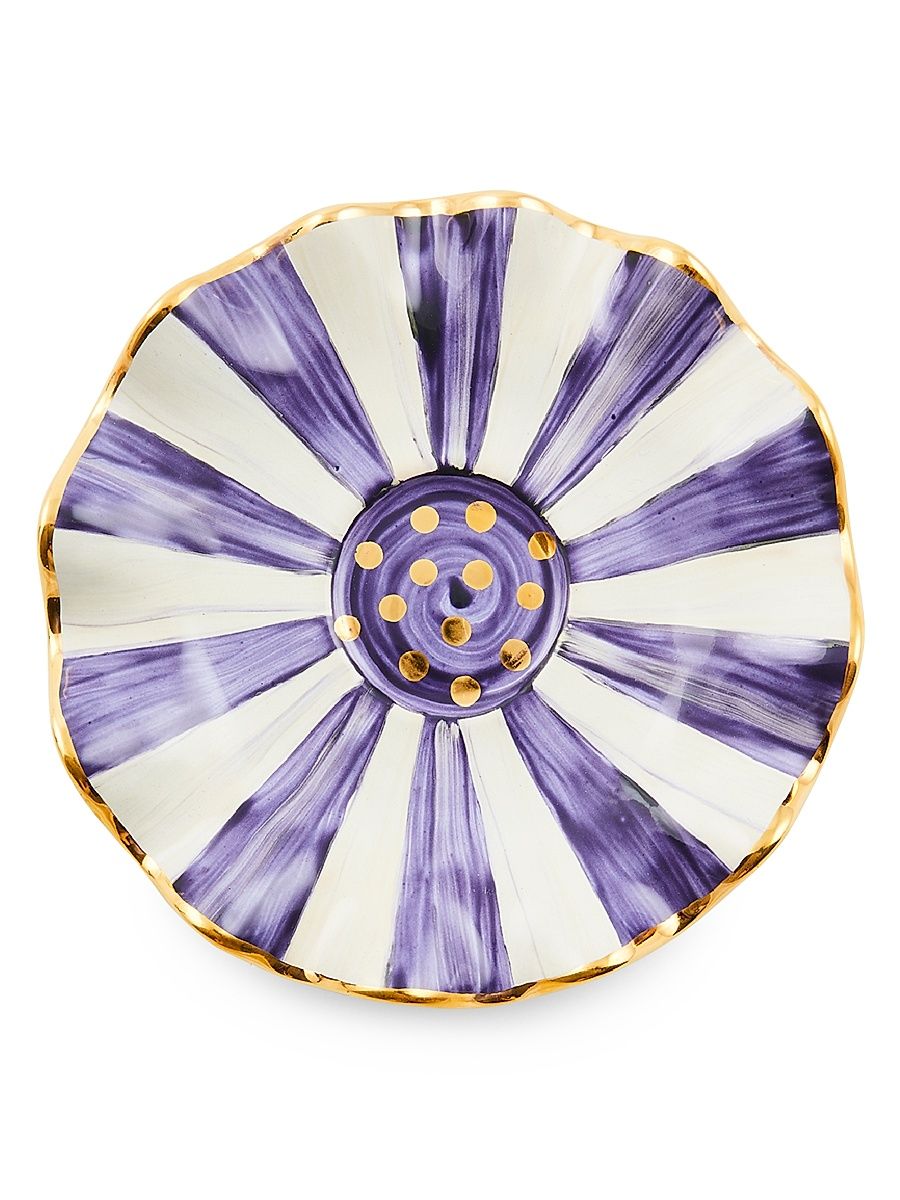 Plum Check Ceramic Saucer