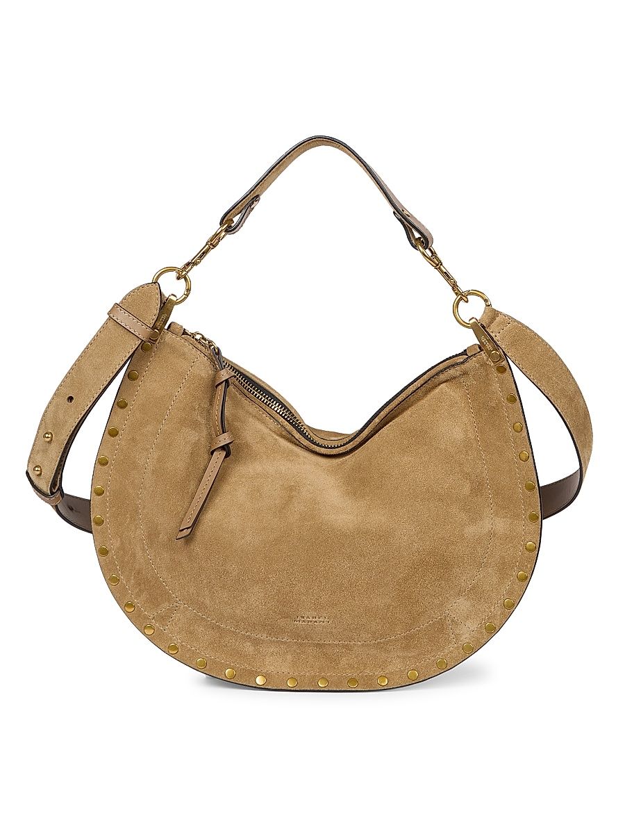Women's Oskan Soft Zipped Suede Shoulder Bag - Taupe