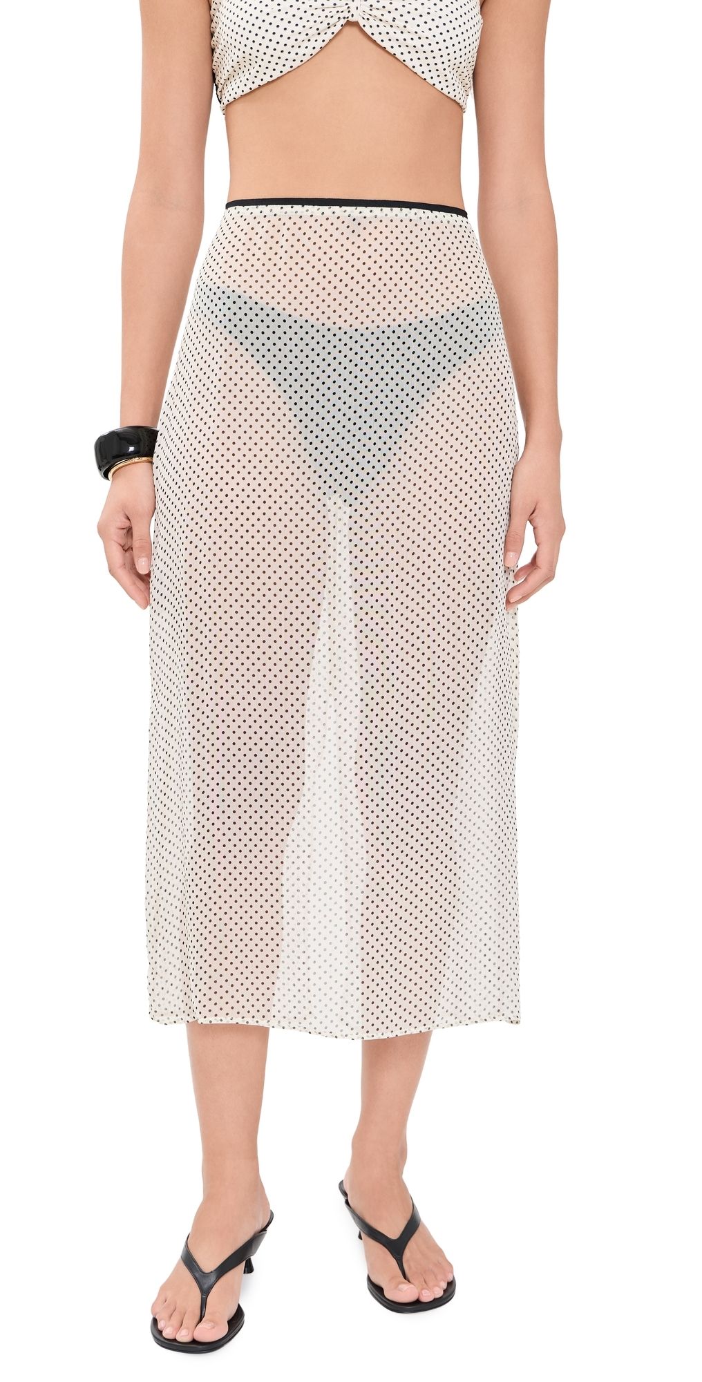 Hunza G Sheer Polka-Dot Skirt Vanilla Polka Dot Crepe M