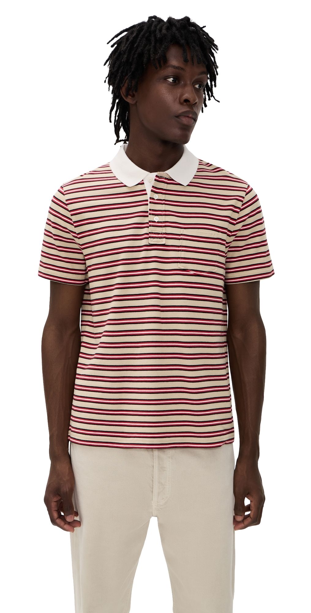 A. P.C. Oscar Striped Polo Shirt Bac Dark Beige L