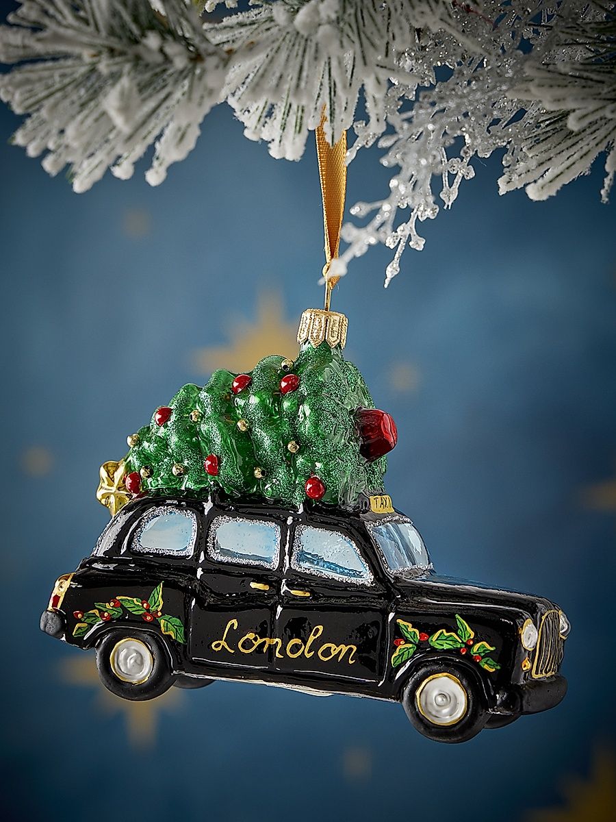 London Taxi Glass Ornament