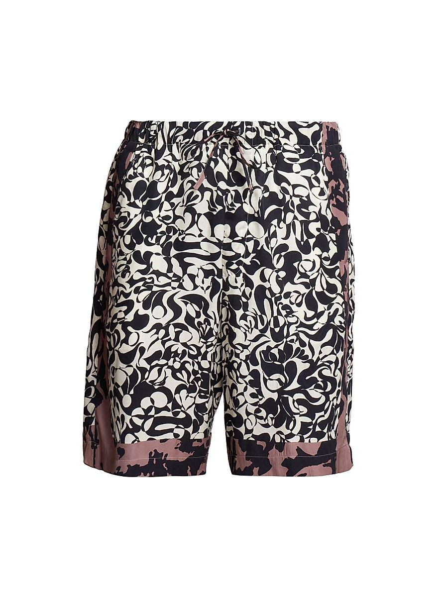Men's Abstract Print Swim Shorts - Black - Size 34