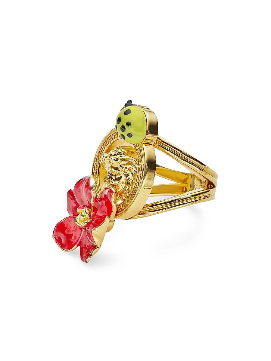 Women's Goldtone & Enamel Medusa Ring - Versace Gold Red - Size 6