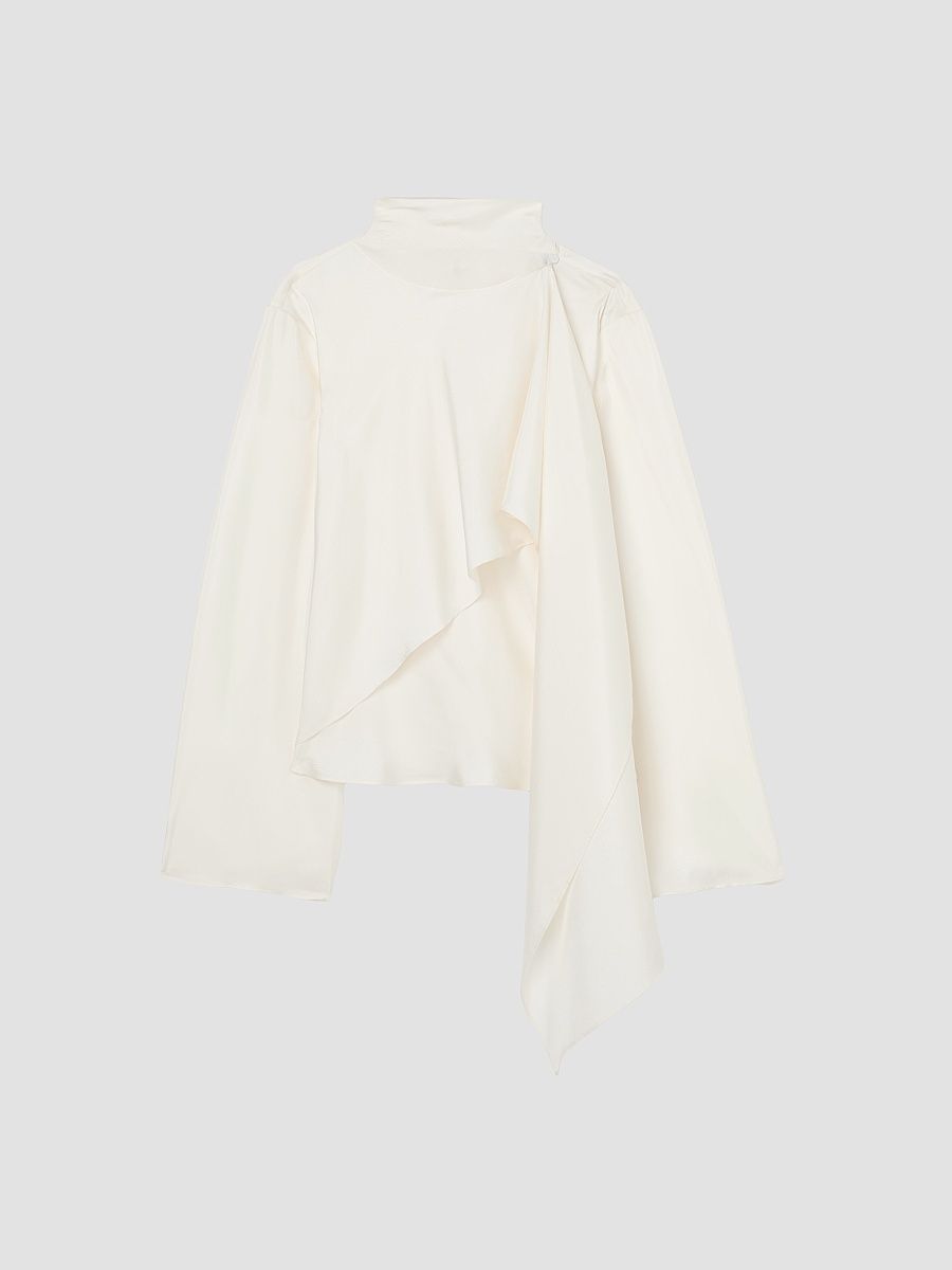 Women's Foulard Drape Silk Top - Cream - Size 12