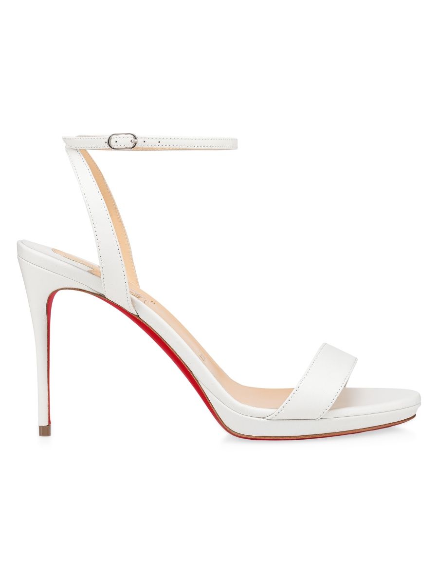 Christian Louboutin Women's Loubi Queen 100MM Leather Sandals - White - Size 11