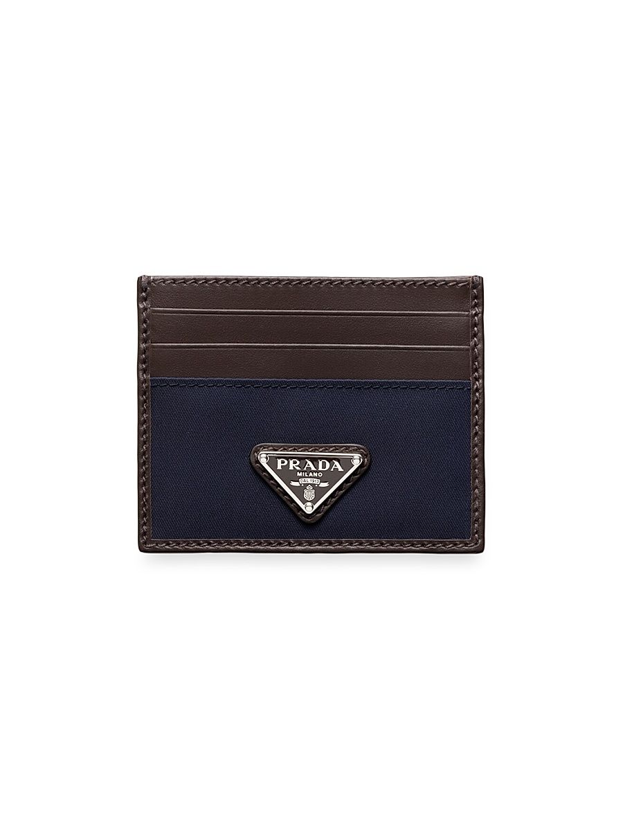 Men's Re-Nylon and Leather Card Holder - Blue