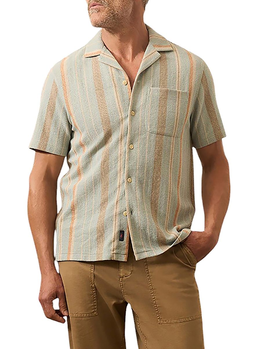 Faherty Brand Men's Oasis Striped Knit Shirt - Sequoia Lake Stripe - Size Small