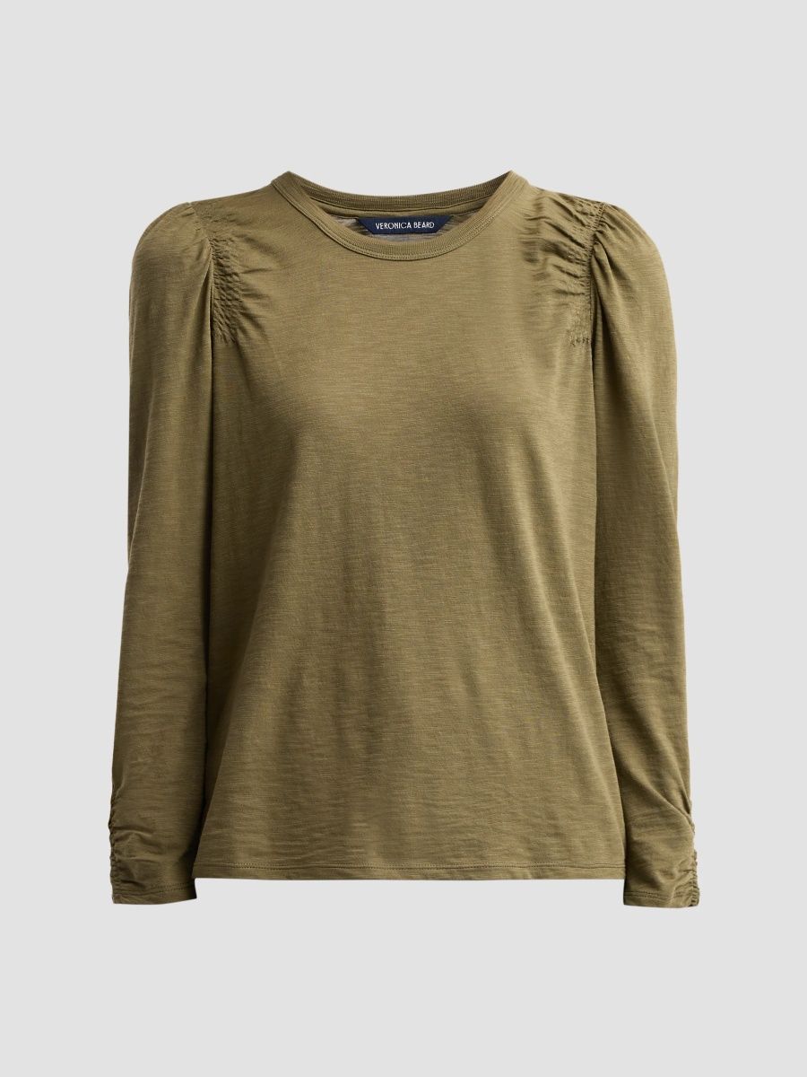 Veronica Beard Women's Bouvet Puff-Sleeve Cotton Tee - Cypress - Size XS