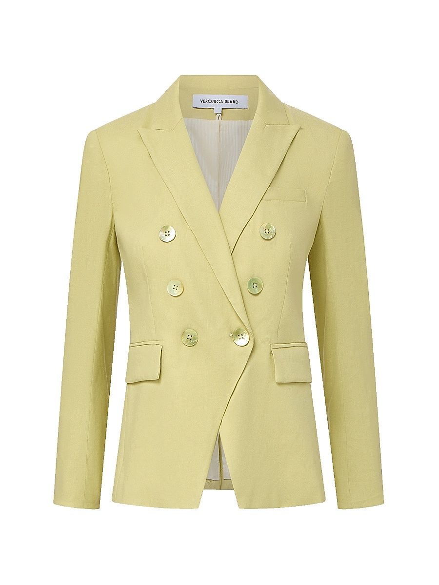 Women's Miller Linen-Blend Double-Breasted Dickey Jacket - Pistachio - Size 14