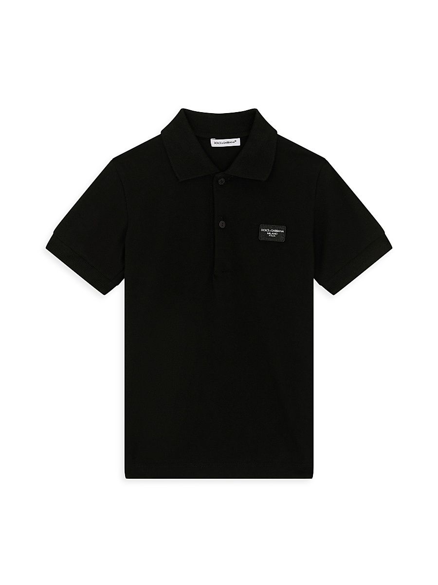 Litrle Boy's & Boy's Logo Patch Polo Shirt - Black - Size 12
