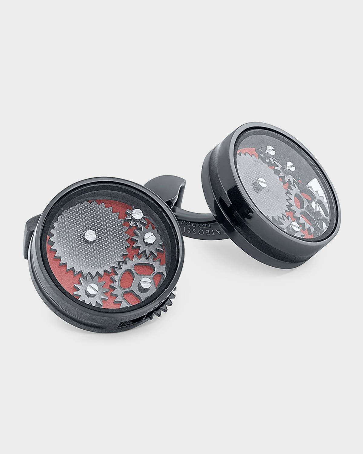 Men & apos;s Red IP Plated Carousel Gear Nuovo Cufflinks