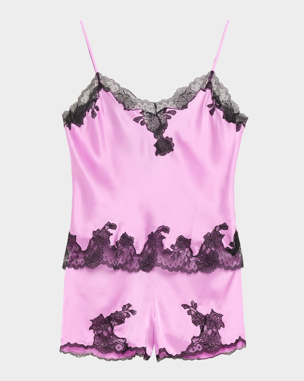 Lolita Lace-Trim Silk Pajama Set