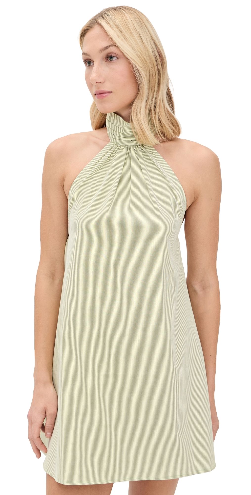 The Line by K Kaito Stripe Mini Dress Green Stripe M