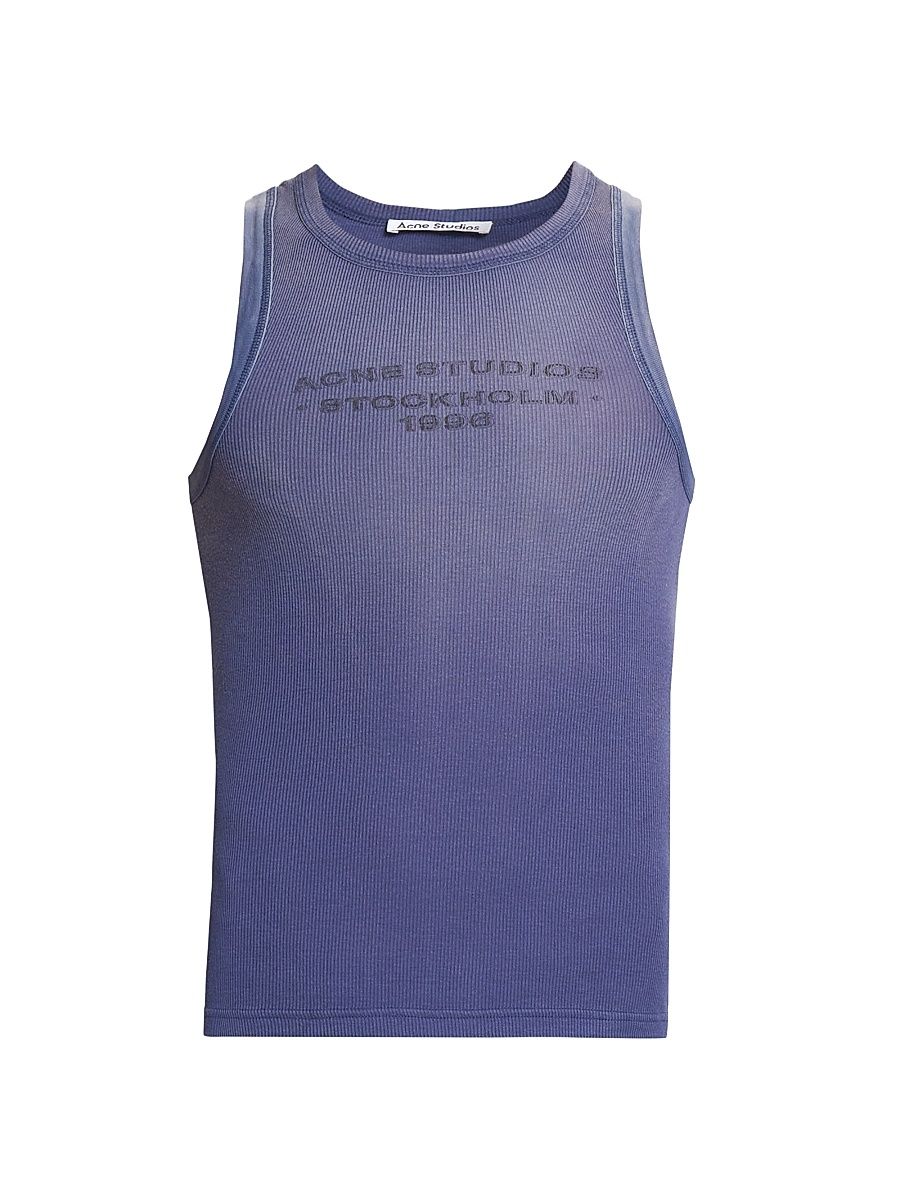Men's Eitch Logo Rib-Knit Tank - Navy - Size Small