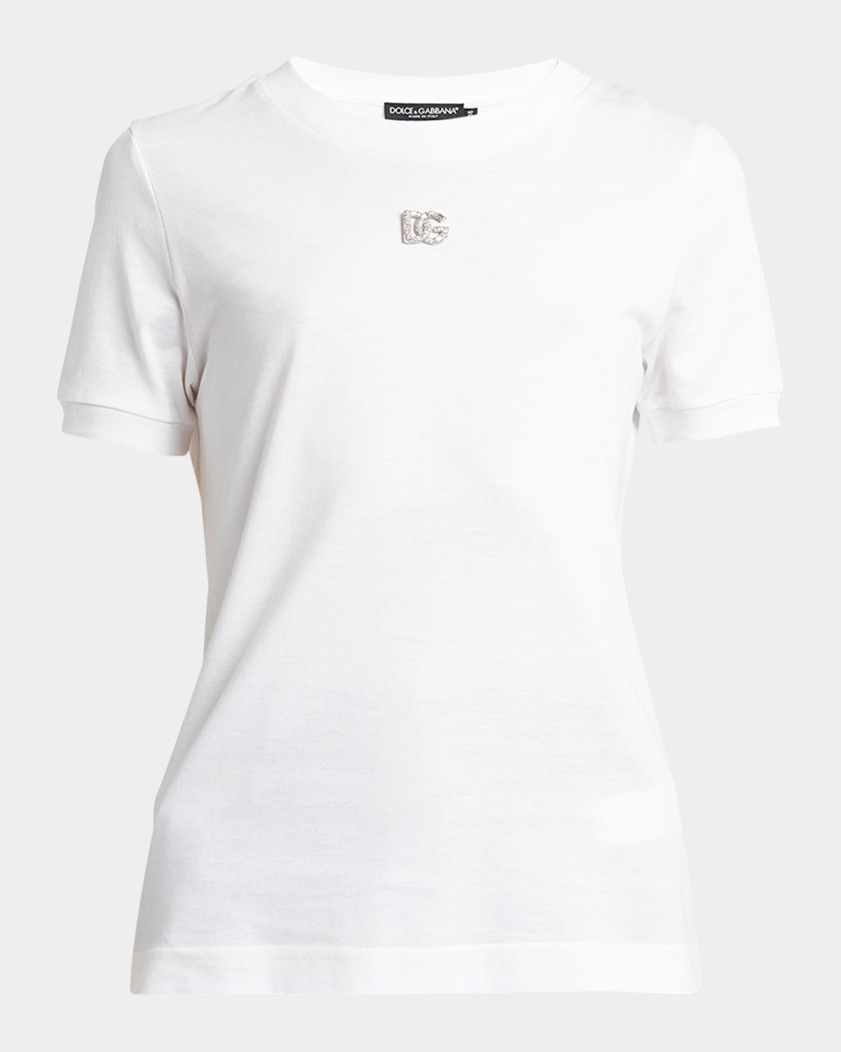 Cotton T-Shirt with Strass Crystal Logo