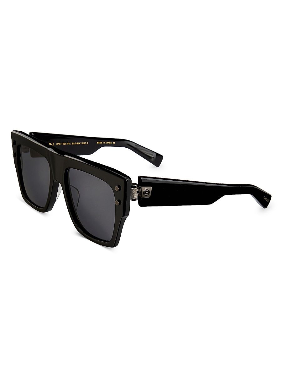 B-I 56MM Square Sunglasses - Black Dark Grey