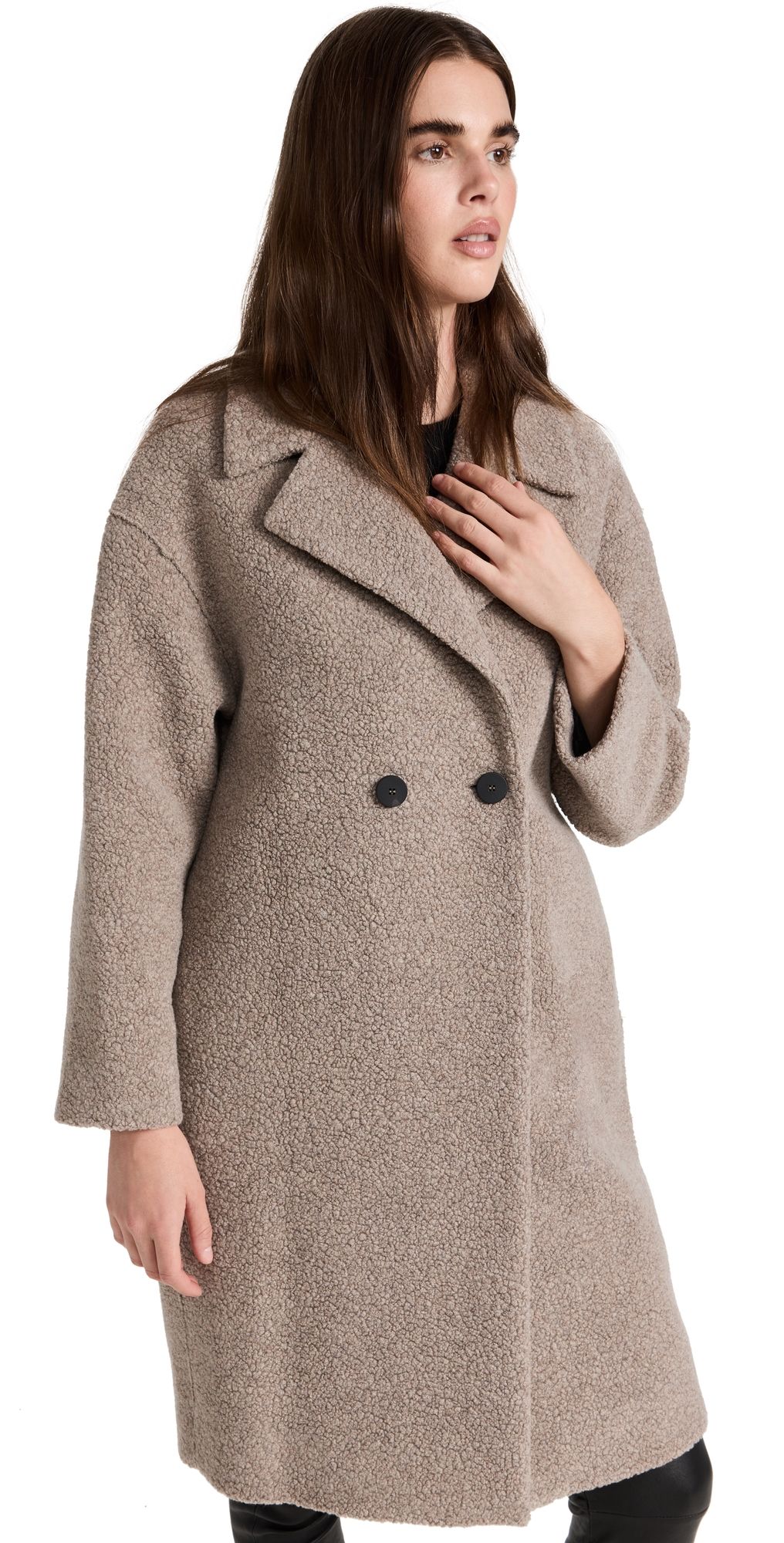 Harris Wharf London Dropped Shoulder Boucle Coat Taupe 42