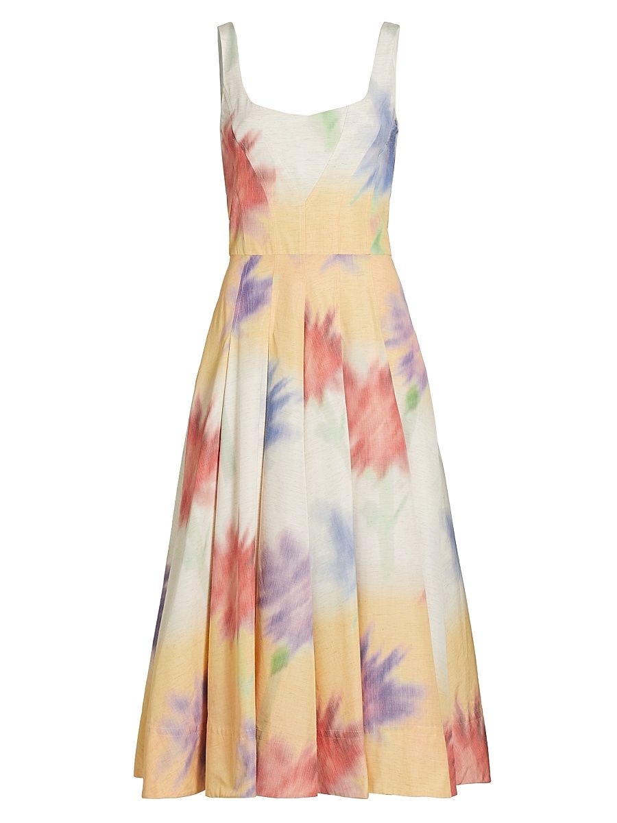 Women's Blurred Floral Cocktail Dress - White Multi - Size 8