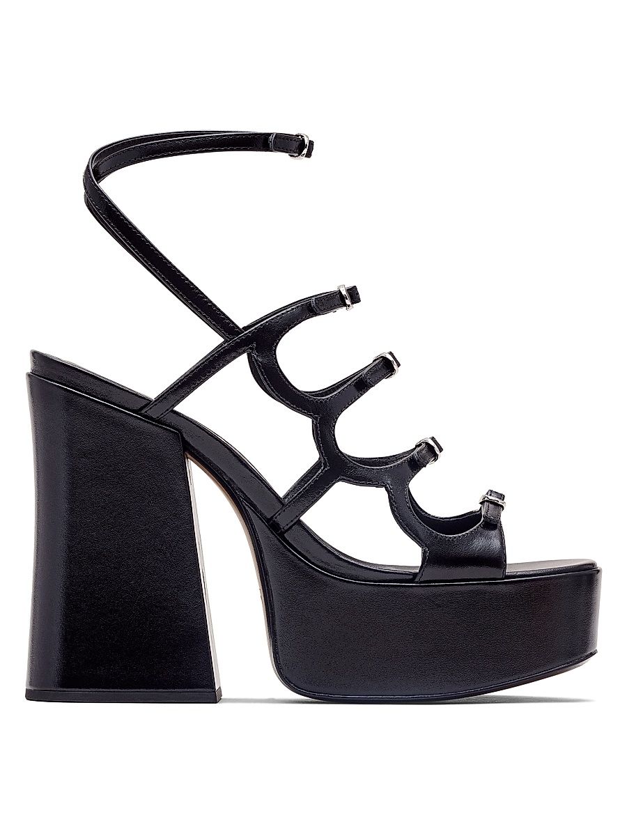 Women's Kiki Leather Platform Pump Sandals - Black - Size 10