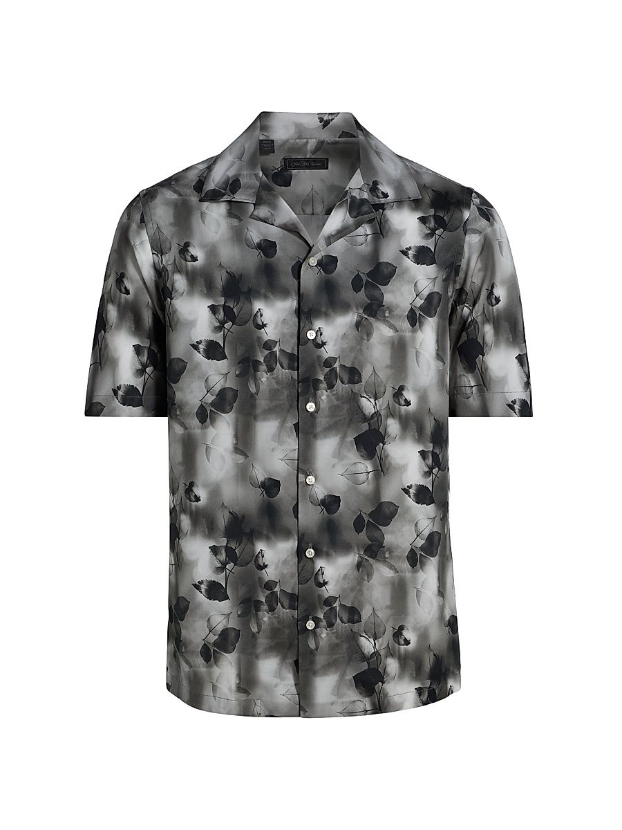 Men's COLLECTION Abstract Floral Camp Shirt - Black - Size XXL